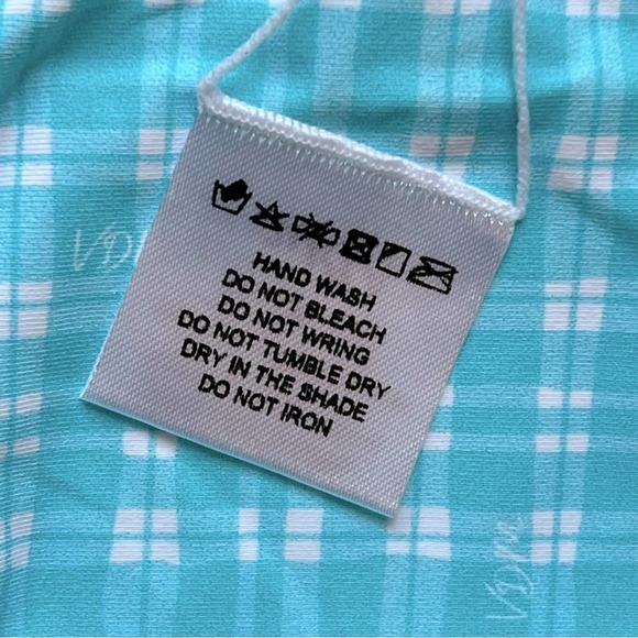 🆕 NWT REVOLVE Bikini REVERSIBLE PAISLEY CHECK VDM PASTEL MINT BLUE STRING - Picture 10 of 15